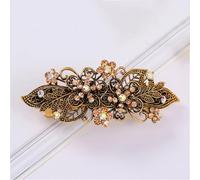 Korean Retro Colorful Rhinestone Hairpin Elegant Bronze Metal Flower Plate Hair Top Clip Headband Hair Accessory (5)