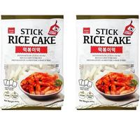 Korean Rice Cake Snacks, Wang Korean Rice Cake Tteokbokki Topokki 600g | Gluten Free & Vegan Friendly (PACK 2, Stick cake - 4packs x 150g)