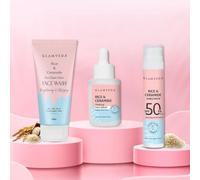 Korean Rice & Ceramide 3 Step Daily Skincare Routine | Face Wash, Serum & Sunscreen | For Clear, Glass Korean Skin Brightening & Hydrated Skin | For Men & Women