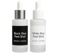 Korean Rice Peel Shot Duo, Black & White Rice Exfoliating Ampoule Set, Natural Ingredients, Gently Exfoliates & Removes Dead Skin and Blackheads, for All Skin (1 pcs)