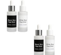 Korean Rice Peel Shot Duo, Black & White Rice Exfoliating Ampoule Set, Natural Ingredients, Gently Exfoliates & Removes Dead Skin and Blackheads, for All Skin (2 pcs)