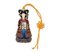 Korean Royal Hanbok Metal Bookmark with Traditional Maedeup Cord