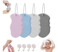 Korean Scrub Sponge, Korean Skin Scrubber Exfoliator, Reusable Korean Skin Scrubber Sponge, Super Soft Exfoliating Bath Sponge, No Shower Gel or Soap Required, Leaves Skin Smooth and Soft (4Pcs)