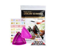 Korean Seaweed Wrappers for Triangular Onigiri Rice Ball 50 Sheets with Mold | 50 Standard + 24 Extra Sealing Stickers (Total 74) - Twice Roasted Nori, Easy to Use, Sushi