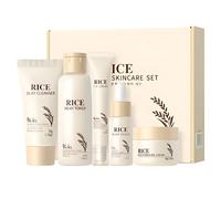 Korean Skincare Set - 5 Piece Rice Skin Care Gift Set for Glass Skin | Routine with Cleanser, Toner, Moisturizer & Eye Cream for Hydrating, Brightening, and Glowing Gift for Women & Girls