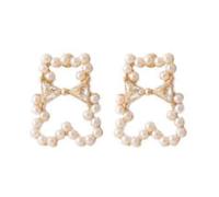 Korean small bear earrings cute pearl for women small ear 2024 female