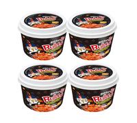 Korean Spicy Buldak Topokki Rice Cakes - 4 x 185g - Instant Tteokbokki Buldak Style - Chewy, Savoury, Ready in Minutes - Authentic Korean Street Food Snack
