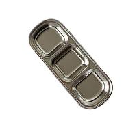 Korean Stainless Steel Sauce Dishes Small Vegetable Plate Grilled Meat Dipping Sauce Bowl Tomato Seasoning Saucer Silver-3 Cells