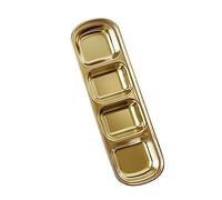 Korean Stainless Steel Sauce Dishes Small Vegetable Plate Grilled Meat Dipping Sauce Bowl Tomato Seasoning Saucer Gold-4 Cells