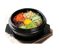 Korean Stone Bowl Tray Sizzling Hot Pot 1100ml Stew Stone Pot Casserole Skillet for Bibimbap Soup Japanese Korean Food Black