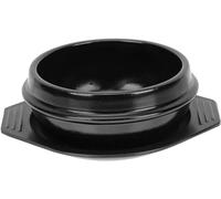 Korean Stone Bowl with Tray, Clay Pot for Cooking Ceramic Stew Pots No Lid, Korean Cookware Vintage Kitchen Supply Simmer Pot for Stove (One, Count, 1)