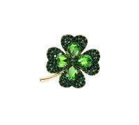 Korean Style Four-Leaf Clover Brooch - Cute Anti-Exposure Pin for Sweaters and Jackets(Green)