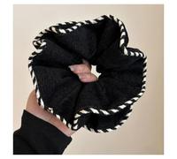 Korean-style Hair Scrunchie Thick Slim Waist Edge Double-layer Large Intestine Hair Tie, Elegant Versatile Hair Rope(Black)