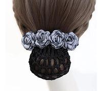 Korean Style Headdress Back Of The Head Mesh Flower Crochet Bun Net Flight Attendant Hair Accessories(grey-rough net)