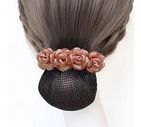 Korean Style Headdress Back Of The Head Mesh Flower Crochet Bun Net Flight Attendant Hair Accessories(pink-fine net)