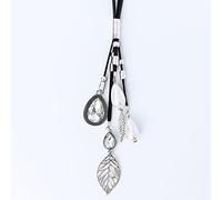 Korean Style Imitation Pearl Women Chain Necklace Vintage Crystal Beads Metal Leaf Pendant Long Necklace Collar Present