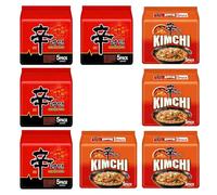 Korean Style Instant Ramen Noodle Variety Pack, 40 Pack (Toomba + Spicy Shin Ramyun + Tom Yum + Chapagetti + Kimchi) Chewy Noodles, Quick Meal (Spicy Shin + Kimchi)