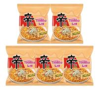 Korean Style Instant Ramen Noodle Variety Pack, 5 Pack (Toomba + Spicy Shin Ramyun + Tom Yum + Chapagetti + Kimchi) Chewy Noodles, Quick Meal (5* Spicy & Creamy Flavour Toomba)