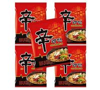 Korean Style Instant Ramen Noodle Variety Pack, 5 Pack (Toomba + Spicy Shin Ramyun + Tom Yum + Chapagetti + Kimchi) Chewy Noodles, Quick Meal (5* Spicy Shin Ramyun)