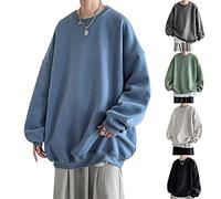 Korean Style Jumper Mens Oversized Baggy Jumpers Solid Color Drop Shoulder Jumper Harajuku Couple Pullover Unisex Adult Pullover Off Shoulder Long Sleeve Sweatshirts Plain Y2K Jumpers