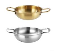 Korean Style Noodle Pot 2-Pack Stainless Steel Stovetop | stainless steel, rust resistant, dual ear handles, 2-pack value, noodle hot pot ready