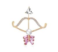 Korean Style Pink Pearl Creative Bow and Arrow Glass Brooch Chest Flower Banquet Party Accessories Pin