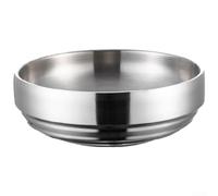 Korean Style Stainless Steel Double Layer Noodle Bowl Golden Ramen Pho Soup Bowl(Silver)