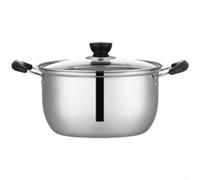 Korean Style Stainless Steel Soup Pot, Induction Compatible 3L | Rust-resistant Steel, Multi-stove Compatible, Glass Lid, Easy Clean Polished for surface, Includes Accessories