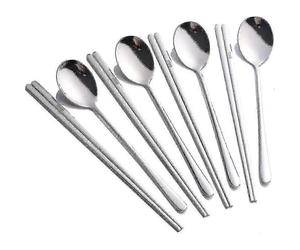 Korean Style Stainless Steel Spoon and Chopsticks Set of 4 - Pjun