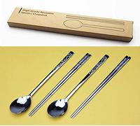 Korean Style Stainless Steel Spoons and Chopsticks set (2 Set-MoMo)