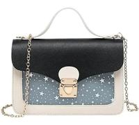 Korean Style Transparent Star Shoulder Bag, Fashion Clear Crossbody Bag with Lock Clasp, Small Square Purse for Women, Casual Cute Evening Party Bag (Black)
