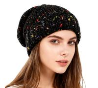 Korean Style Wool Hats Winter Multipurpose Rainbow Knitted Hats Large Head Circumference Warm Sweater Hats Partner Look Father Cap, black, One Size