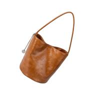 Korean Styles Retro Soft Leather Bucket Bag Large Capacity Shoulder Bags PU Handbag For Women Casual And Everyday Use Elegant Everyday Bag