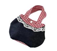 Korean Styles Sweet Lace Trim Top Handle Bag Vintage Color Blocking Design Spacious Interior Handbag For Women Daily Use Elegant Lace Trimmed Jeans Bag