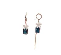 Korean temperament asymmetric geometric crystal tassel earrings super fairy