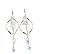 Korean temperament personality simple earrings versatile internet celebrity super flash color crystal long tassel trend earrings
