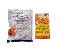 Korean Topokki Rice Cake Sticks Kit | 500g Plain Tteokbokki + Sweet & Spicy Sauce 150g | Korean Street Food DIY Meal Set