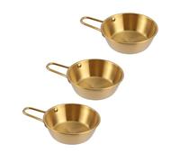 Korean Traditional Wine Bowl Stainless Steel 3pcs with Handle Golden