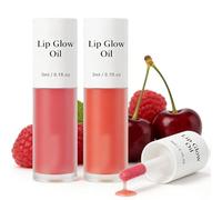 Korean Vegan Lip Oil Set - 2Pcs Appleberry & Appleplum Lip Stain Long Lasting | Moisturising Lip Plumping Lip Gloss Revitalising For Dry Lips, Waterproof, No Peel Off Lip Plumper