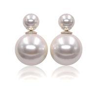 Korean versatile double-sided pearl earrings for women, of earrings with different sizes in front and back
