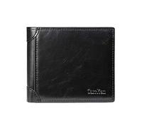 Korean Version Double Loose Leaf Large Capacity Card Bag Men's Wallet with Horizontal Folding Buckle Men's Wallet Small with Coin Pocket, black, standard size