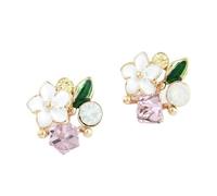 Korean version fashion; sweet flower; crystal temperament earrings;