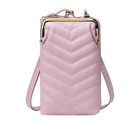 Korean Version Of One Shoulder Small Bag Fashion Messenger Bag New Type Women's Touchscreen Mobile Phone Bag Leather Shoulder Bag for Women (Purple, One Size)