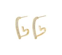 Korean version of simple heart earrings for women, small group of design sense, high-end