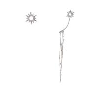 Korean version of the asymmetric six-pointed star earrings for women, trendy internet celebrity micro-inlay super shiny