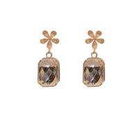 Korean version of the crystal flower square earrings ins simple cold style net red same style