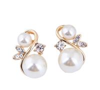 Korean version of the fashion sweet OL personality pearl crystal inlaid temperament earrings