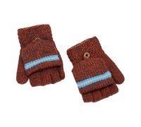 Korean Version Of The Men'S Children'S Striped Half Finger Gloves Winter Travel Warmbrick Red One Size All Mittens For Women Cold Weather Heated (Red, A)