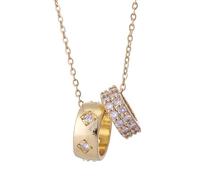 Korean version of the simple diamond carving ring pendant titanium steel necklace female all-match personality ins trend clavicle chain