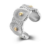 Korean Version of The Small Daisy Sunflower Titanium Steel Ring, Men's Open-Ended Adjustable Sunflower Ring